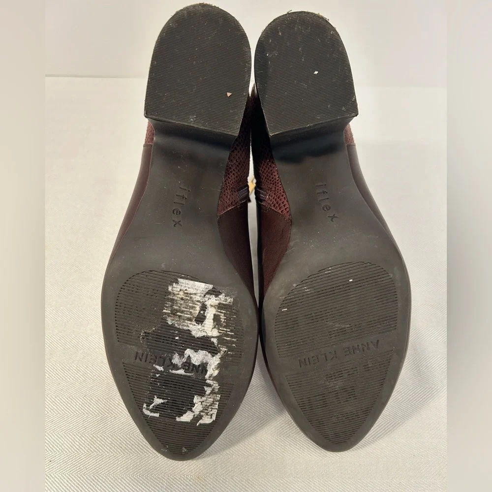 Anne Klein Hilda Ankle Boots in Dark Brown with "Snakeskin" Heels 7 1/2 M - Picture 9 of 9